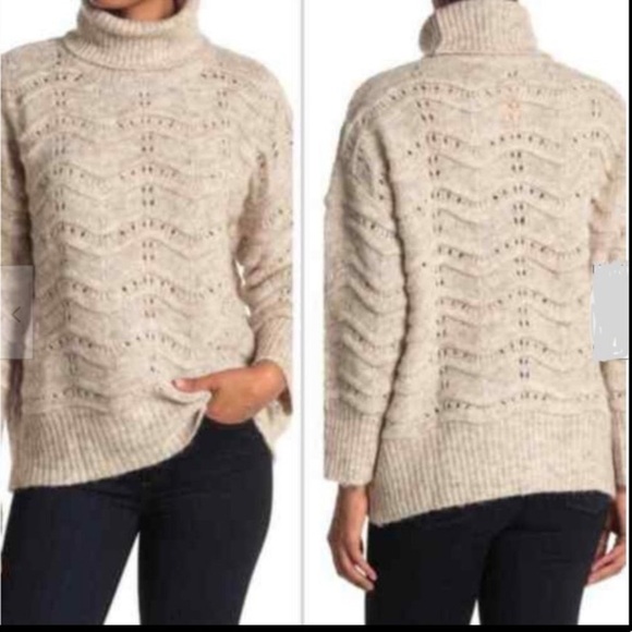 NWT * Nordstrom Oversized Chunky Longline Knit Cowl Neck Sweater in Oatmeal S/M - Picture 2 of 12